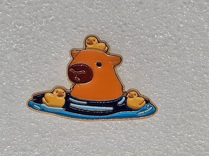 Capybara Pin Badges - various designs Swimming