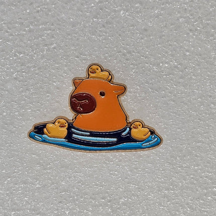 Capybara Pin Badges - various designs Swimming