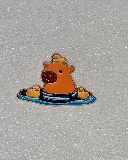 Capybara Pin Badges - various designs Swimming