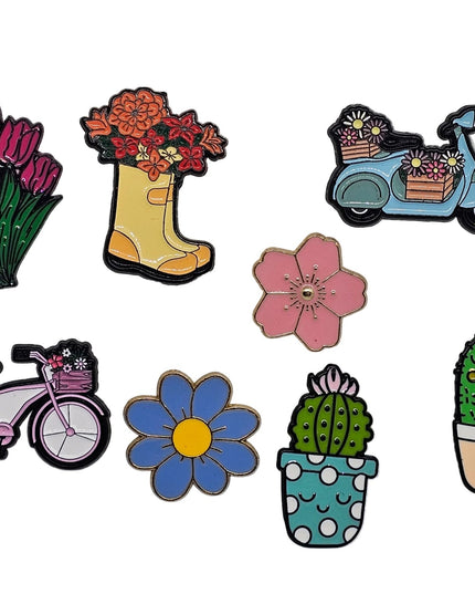 Floral themed pin badges - Various floral designs