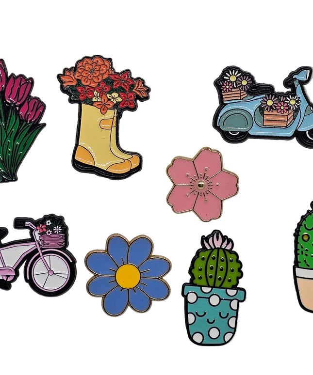 Floral themed pin badges - Various floral designs