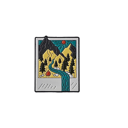 Outdoor Adventure Pin badges Mountain and river