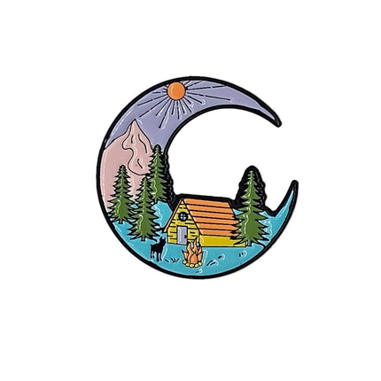 Outdoor Adventure Pin badges Mountain moon