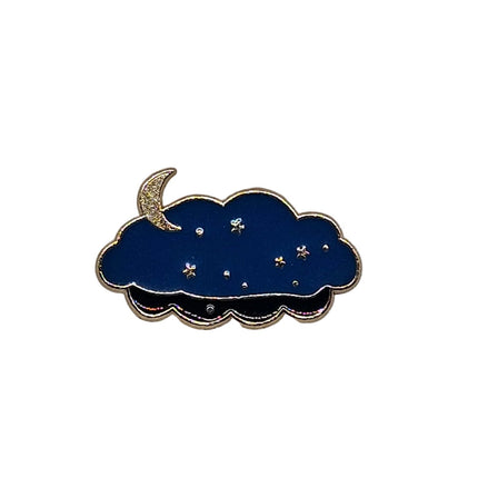 Space and Weather themed pin badges - Various Designs Cloud with Stars and Moon