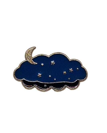 Space and Weather themed pin badges - Various Designs Cloud with Stars and Moon