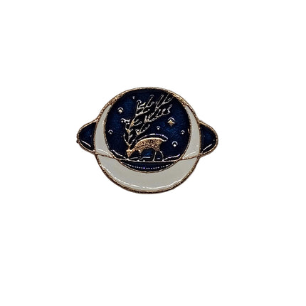 Space and Weather themed pin badges - Various Designs Stag in a planet
