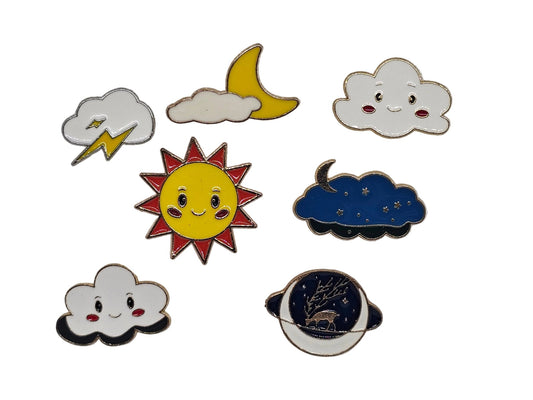 Space and Weather themed pin badges - Various Designs - The Red Squirrel