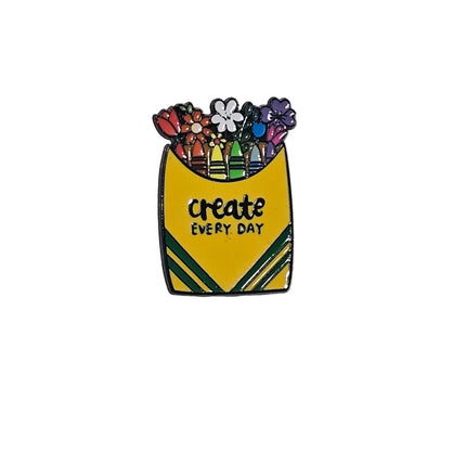 Art and Craft themed Pin Badges Enamel Crayons