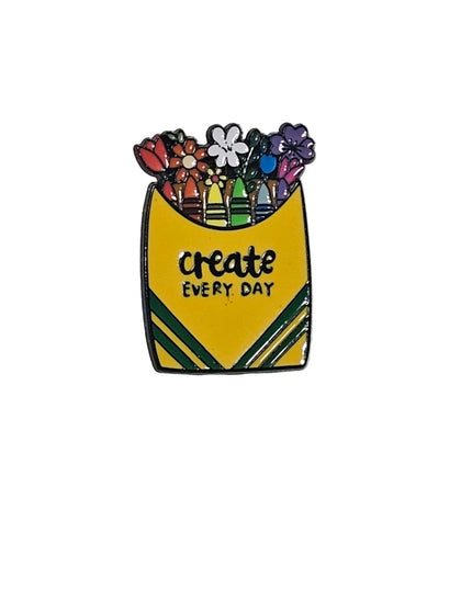 Art and Craft themed Pin Badges Enamel Crayons