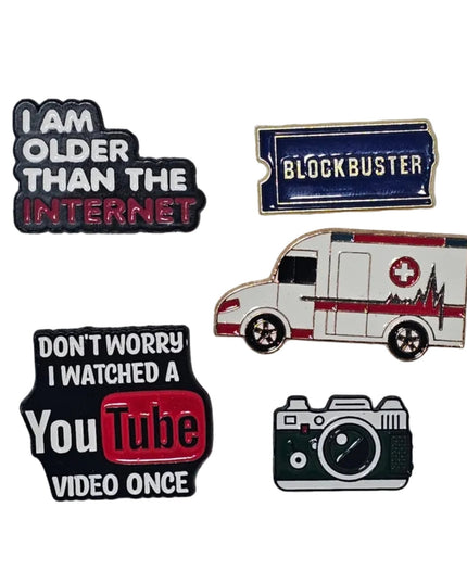 Technology themed pin badges (various designs)