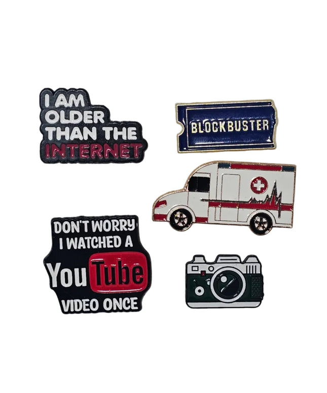 Technology themed pin badges (various designs)