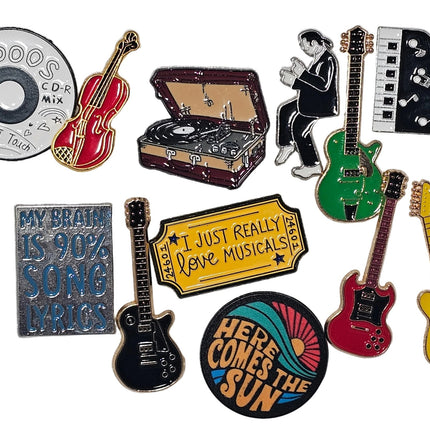 Music themed pin badges