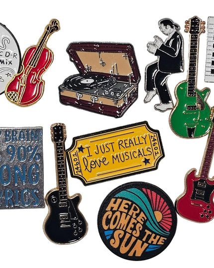 Music themed pin badges