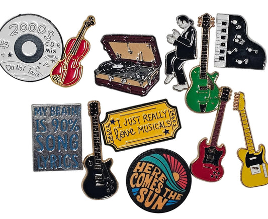 Music themed pin badges - The Red Squirrel