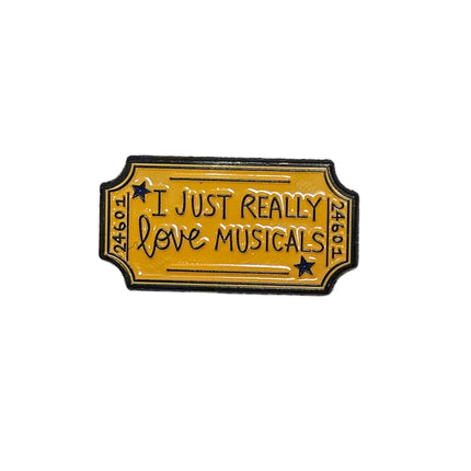 Music themed pin badges Musicals ticket