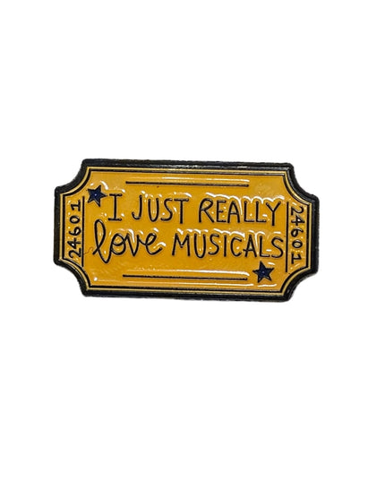 Music themed pin badges Musicals ticket