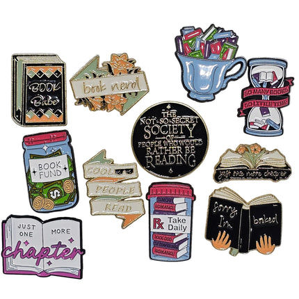 Book themed Pin Badges - various designs