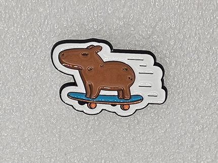Capybara Pin Badges - various designs Blue scateboard