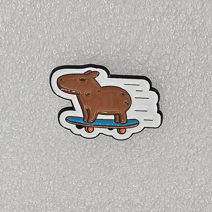 Capybara Pin Badges - various designs Blue scateboard