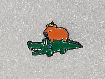 Capybara Pin Badges - various designs Crocodile