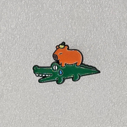 Capybara Pin Badges - various designs Crocodile