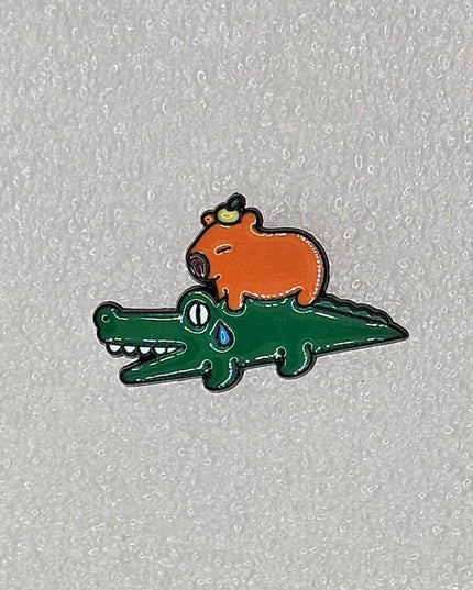 Capybara Pin Badges - various designs Crocodile