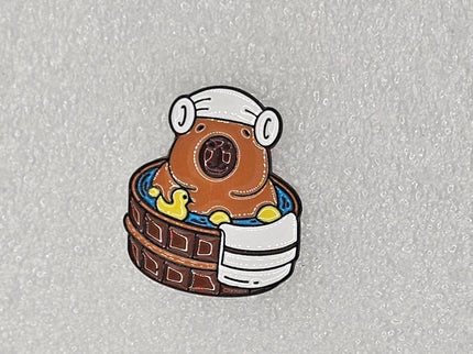 Capybara Pin Badges - various designs Hot tub