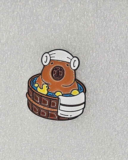 Capybara Pin Badges - various designs Hot tub