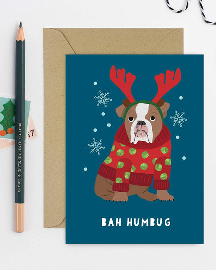 Grumpy Dog Holiday Card - Christmas Card - Seasonal Card
