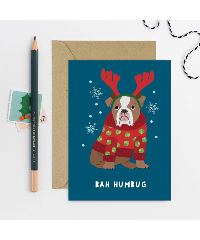 Grumpy Dog Holiday Card - Christmas Card - Seasonal Card