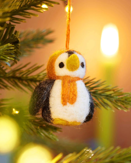 Set of 5 Hanging Felt Penguin Christmas Decorations