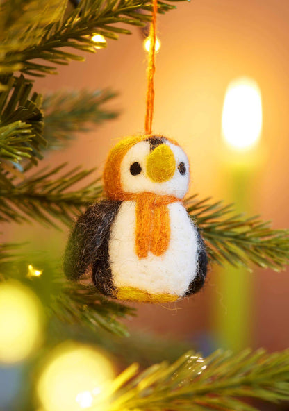 Set of 5 Hanging Felt Penguin Christmas Decorations - The Red Squirrel