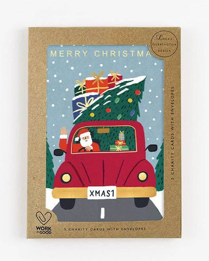 Charity Christmas Card Pack Santa in a truck