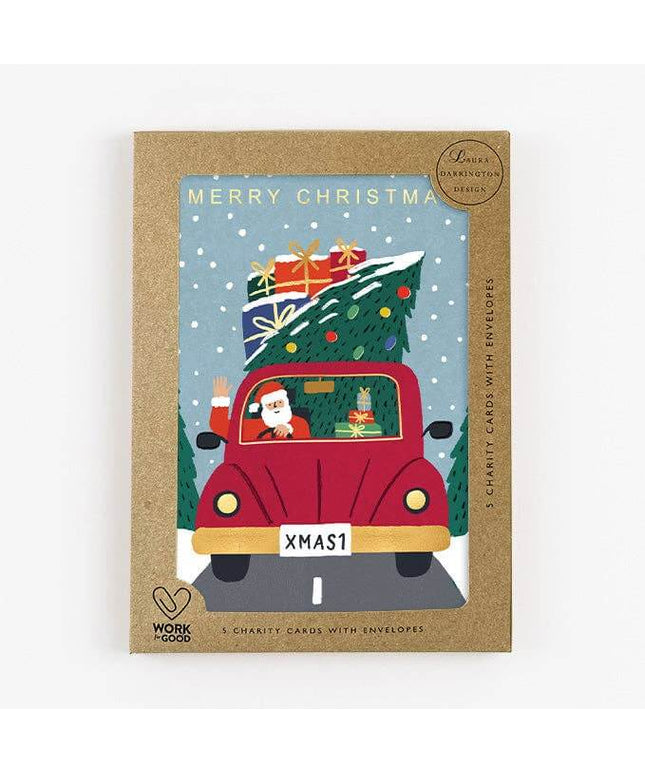 Charity Christmas Card Pack Santa in a truck