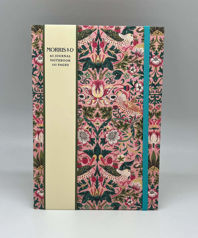 William Morris A5 Journal Notebook Strawberry Thief Design