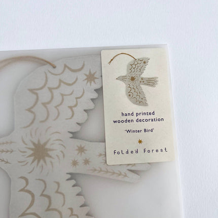 Screenprinted Wooden Decoration - White Bird