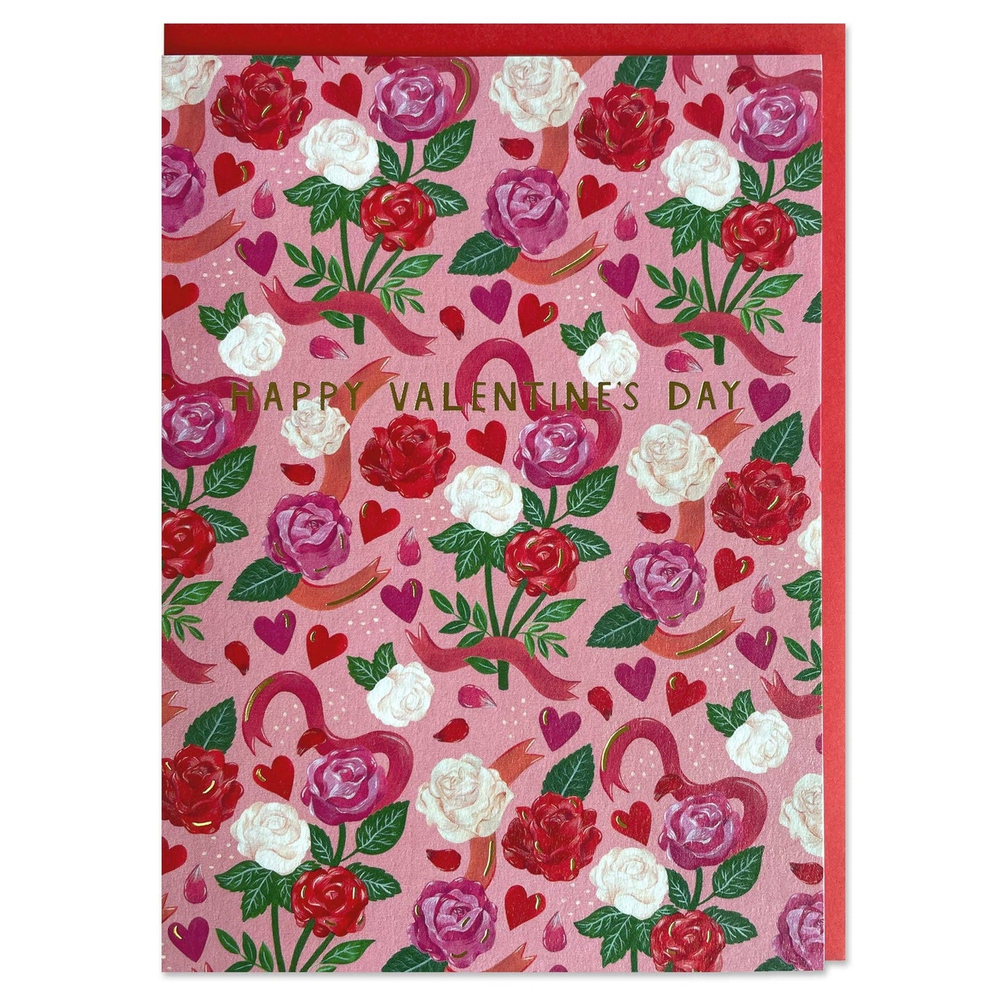 'Happy Valentine's Day' roses card - The Red Squirrel