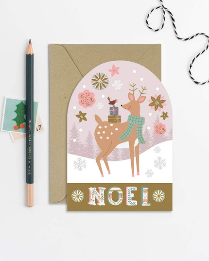 Deer Snow Globe Christmas Card - Holiday Cards - Seasonal
