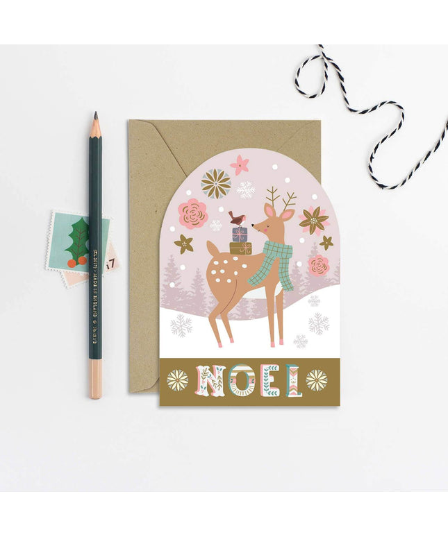 Deer Snow Globe Christmas Card - Holiday Cards - Seasonal