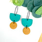 Emerald Green Colour Block Hoop Earrings - Polymer Clay - The Red Squirrel