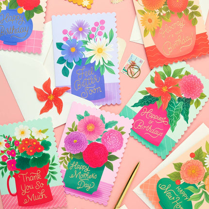 Get Well Soon Card – Vase Design with Flowers Greeting