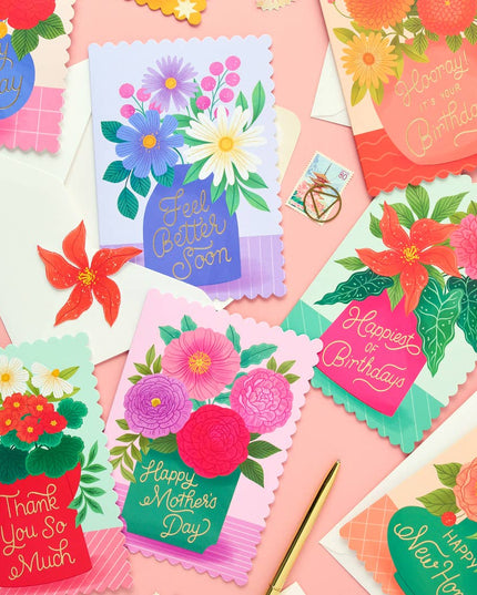 Get Well Soon Card – Vase Design with Flowers Greeting