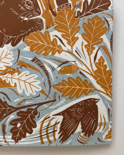 Concertina Card - Autumn Leaves - Squirrel