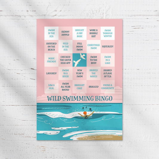 Wild Swimming Bingo Card - Mini Print/ A5 Greeting Card - The Red Squirrel