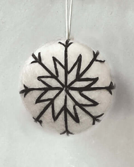 Felt baubles - East of India - Various designs White and Black