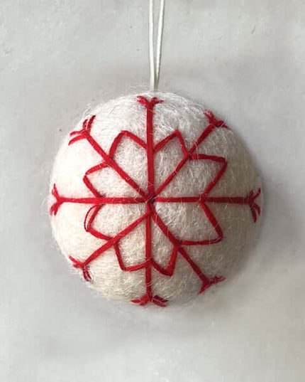 Felt baubles - East of India - Various designs White and Red