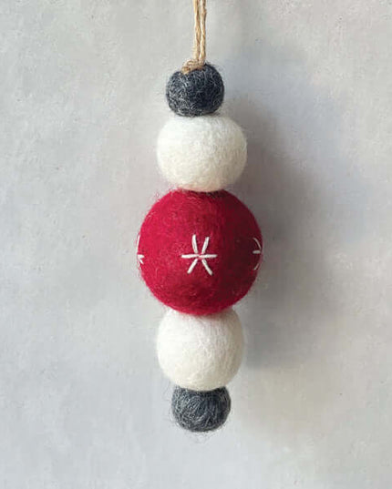 Felt baubles - East of India - Various designs Red felt droplet