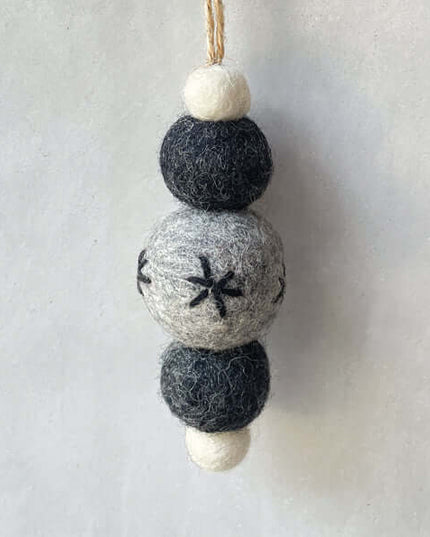 Felt baubles - East of India - Various designs Grey felt droplet