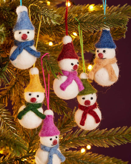 Set of 6 Felt Snowmen Decorations