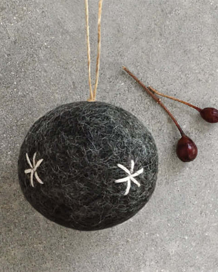 Felt baubles - East of India - Various designs Grey Bauble